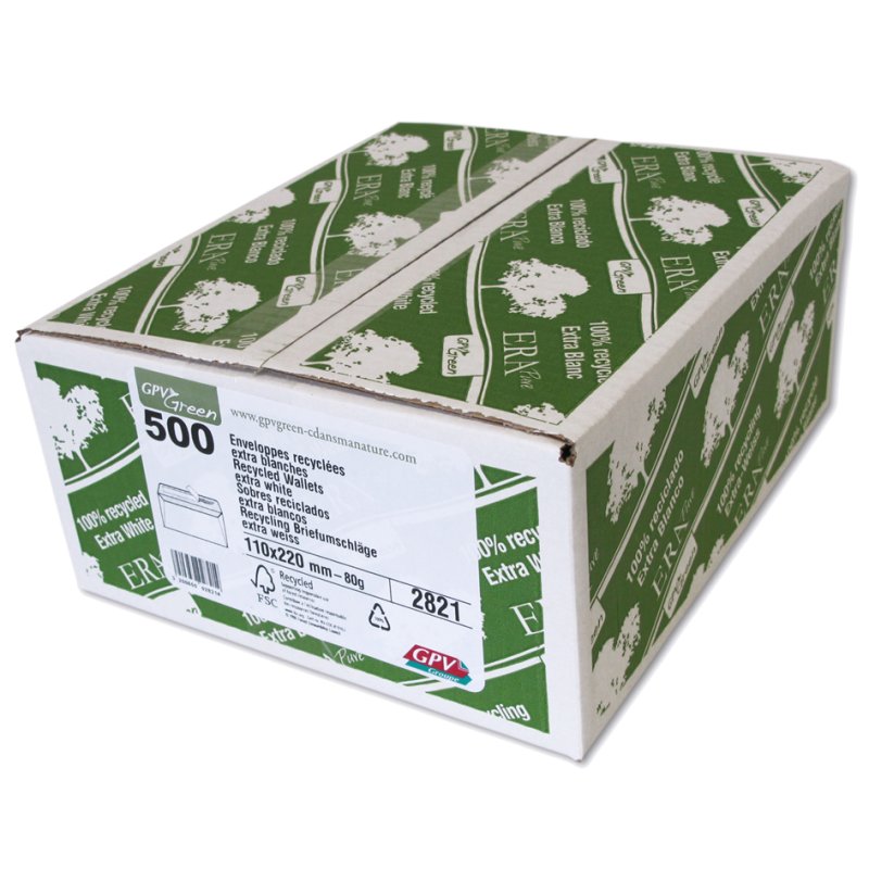 GPV enveloppes ERAPure C5, sans fenêtre, blanc recyclé, 500 pièces